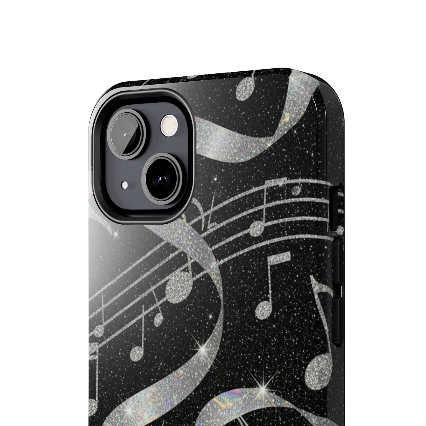 Musical Notes Tough Phone Case – Glitter Black Musician Phone Cover