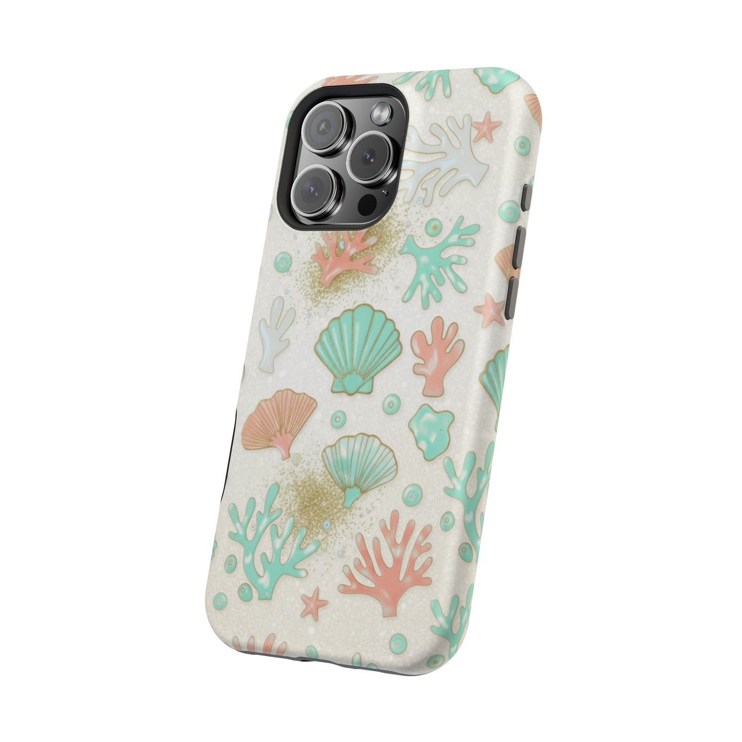 Sea Shells Magnetic Impact Phone Case — Pastel Coral & Teal Beach Design