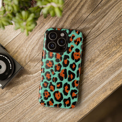 Teal & Rust Leopard Phone Case — Tough Protective Animal Print