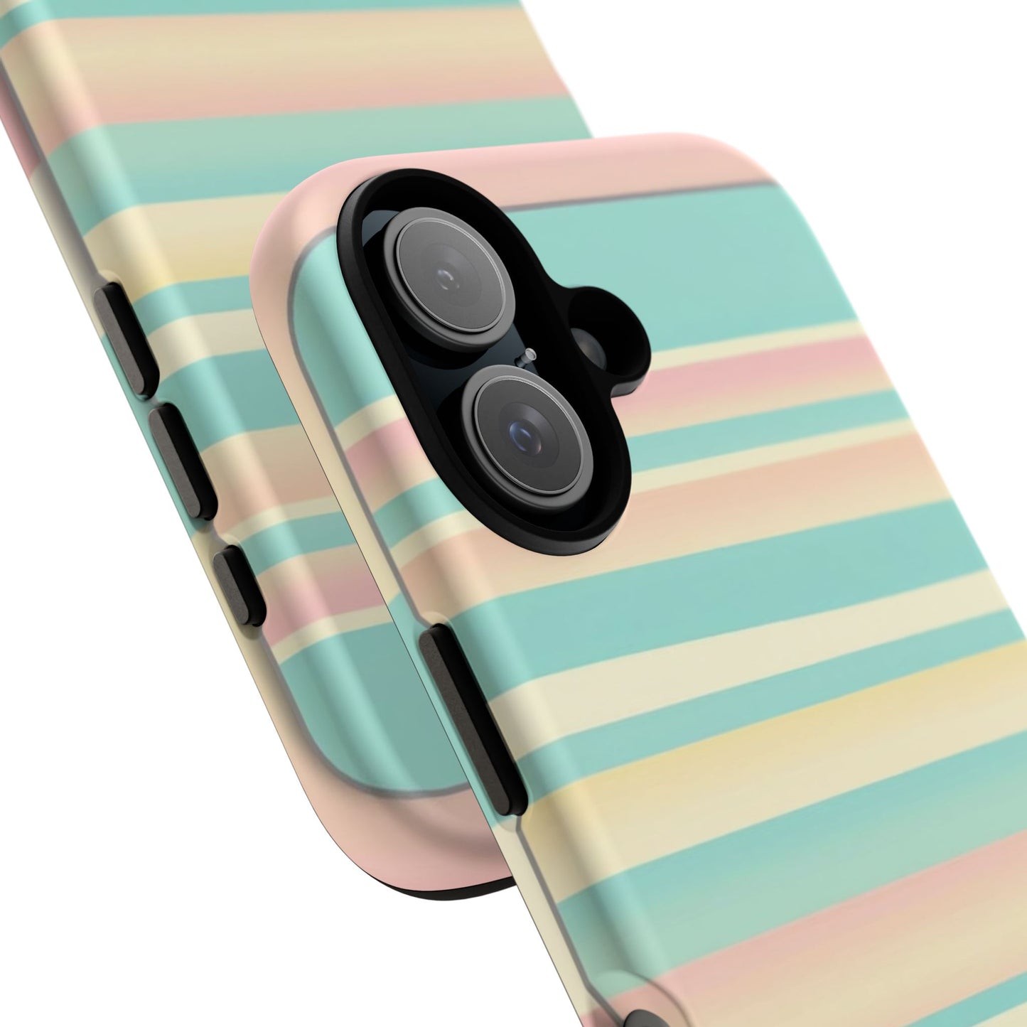 Pastel Striped Tough Phone Case — Mint, Peach & Cream Protective Cover