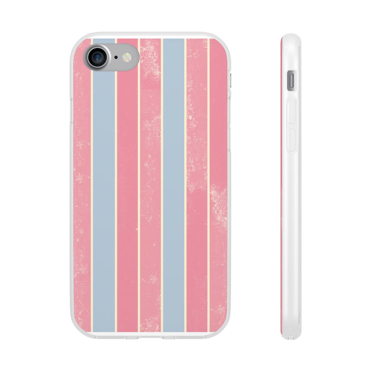 Striped Pink & Blue Phone Case — Retro Pastel Flexi Case