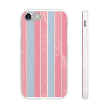 Striped Pink & Blue Phone Case — Retro Pastel Flexi Case