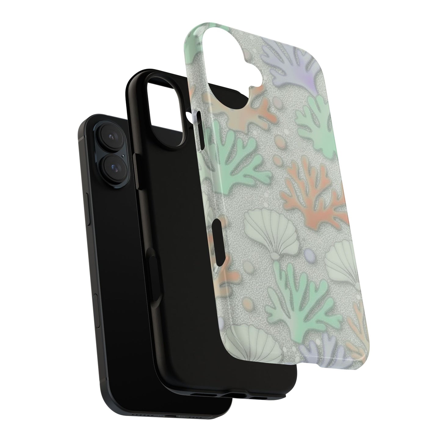 Pastel Coral Reef Tough Phone Case – Sea Shell & Coral Pattern Durable Protector