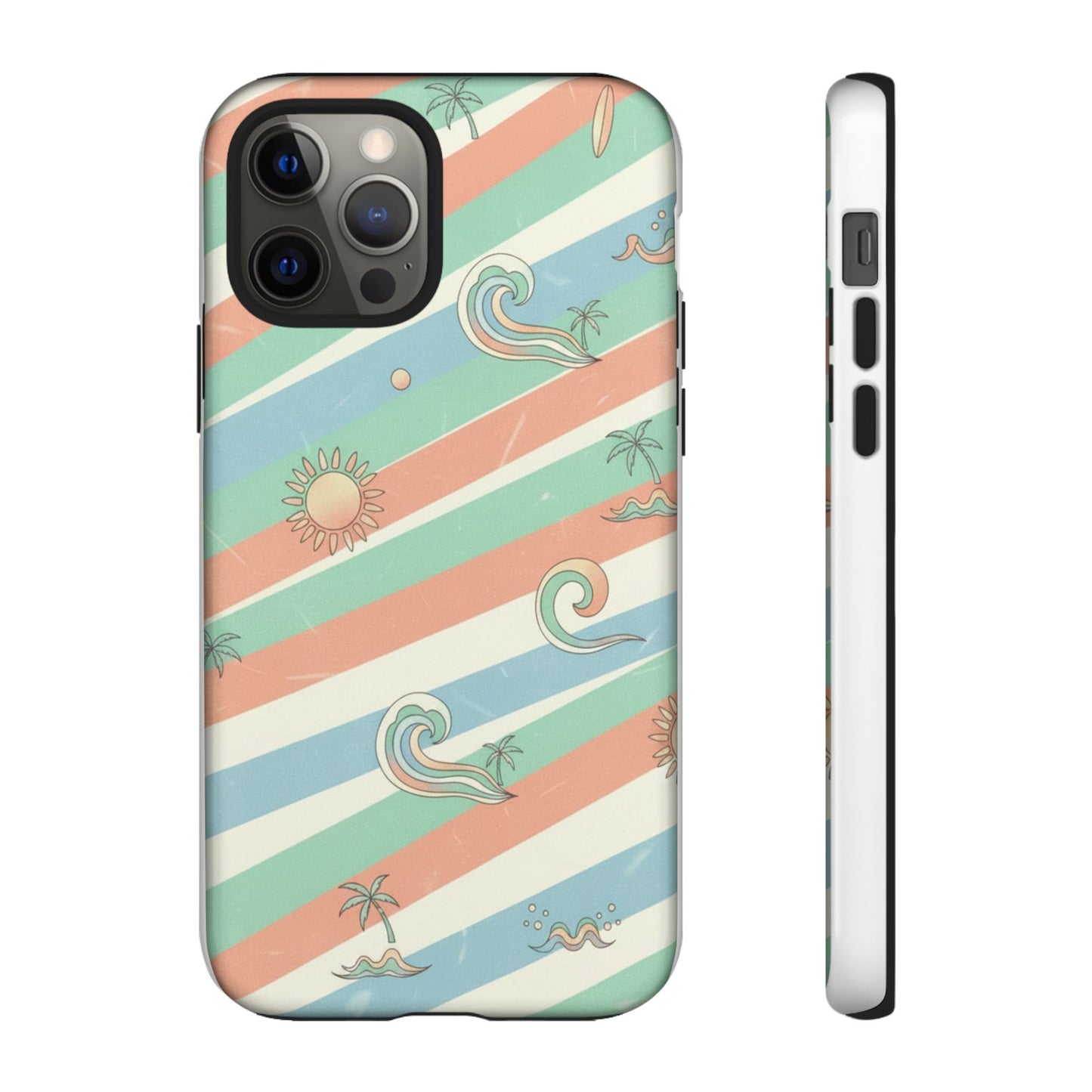 Surf Stripe Tough Phone Case — Retro Beach Waves Pattern
