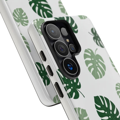 Monstera Leaf Tough Phone Case – Tropical Green Palm Pattern Protective Cover