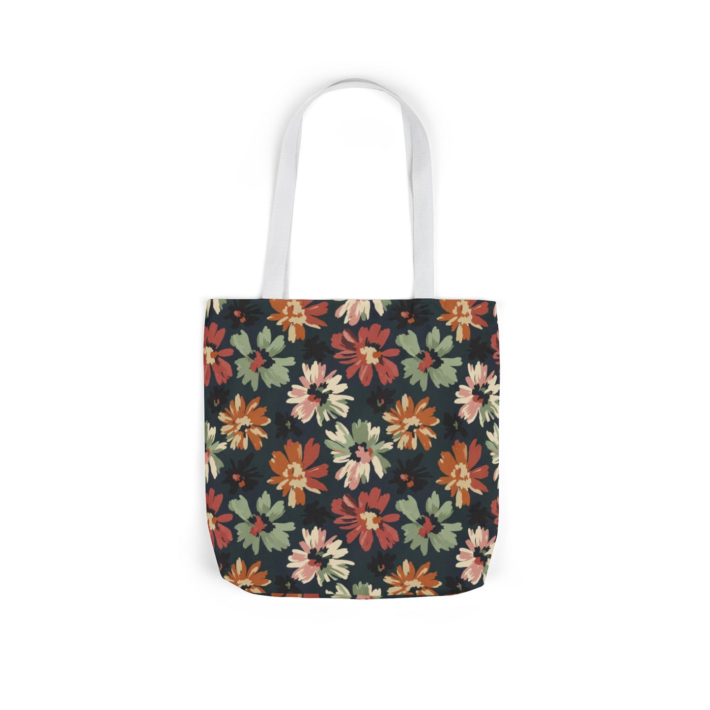 Floral Canvas Tote Bag — Vintage Autumn Daisy Print
