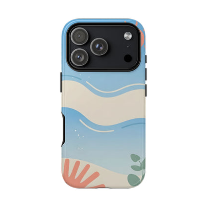 Beach Waves Tough Phone Case — Summer Sun & Seashell Protective Cover