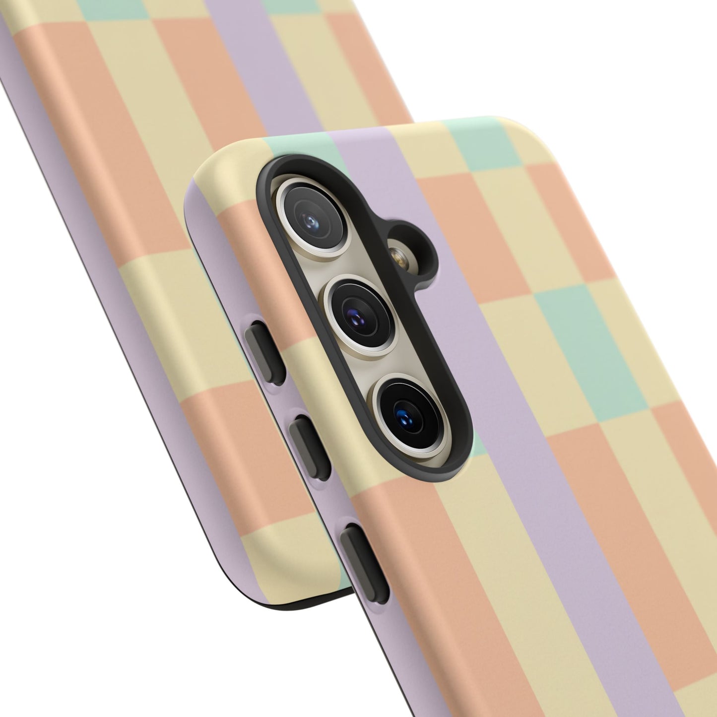 Pastel Checkered Phone Case — Retro Stripe Tough Case