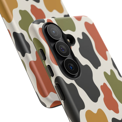 Camouflage Pattern Tough Phone Case – Retro Olive, Rust & Mustard Protective Cover
