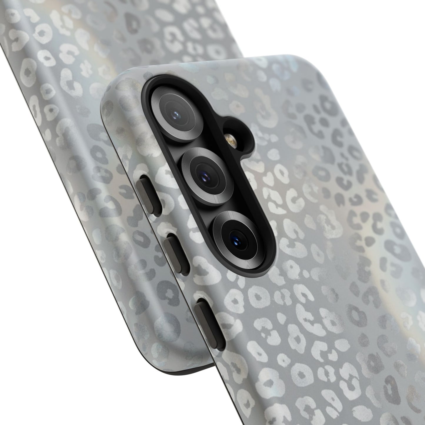 Grey Leopard Print Tough Phone Case — Durable Protective iPhone Cover
