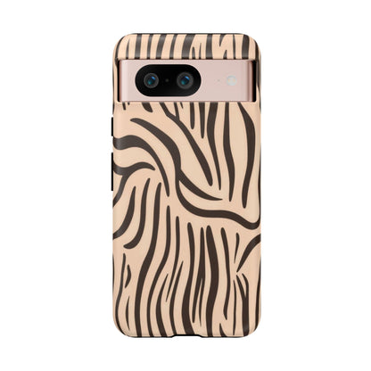 Zebra Stripe Tough Phone Case – Neutral Animal Print Protective Cover
