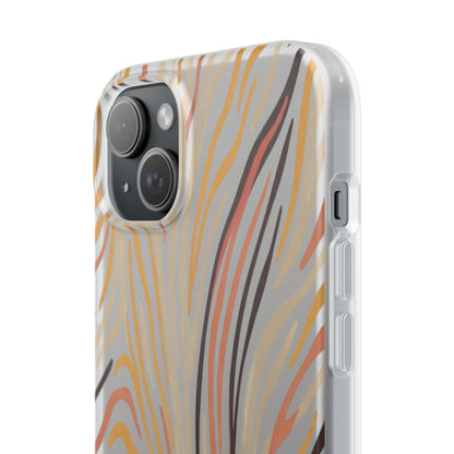 Marbled Neutral Stripe Phone Case — Abstract Beige & Terracotta Flexi Case
