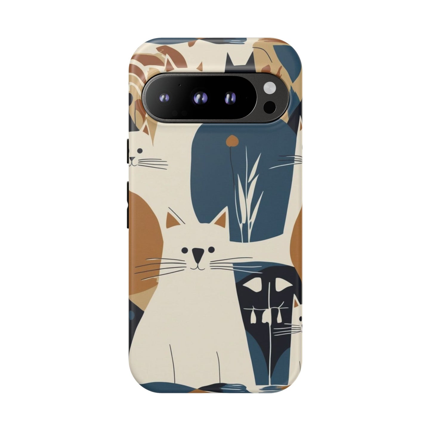 Cat Pattern Phone Case – Retro Abstract Cats Protective iPhone Cover