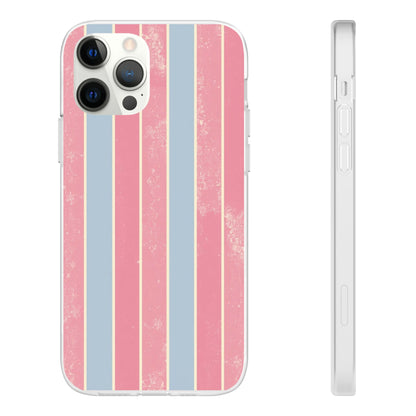 Striped Pink & Blue Phone Case — Retro Pastel Flexi Case