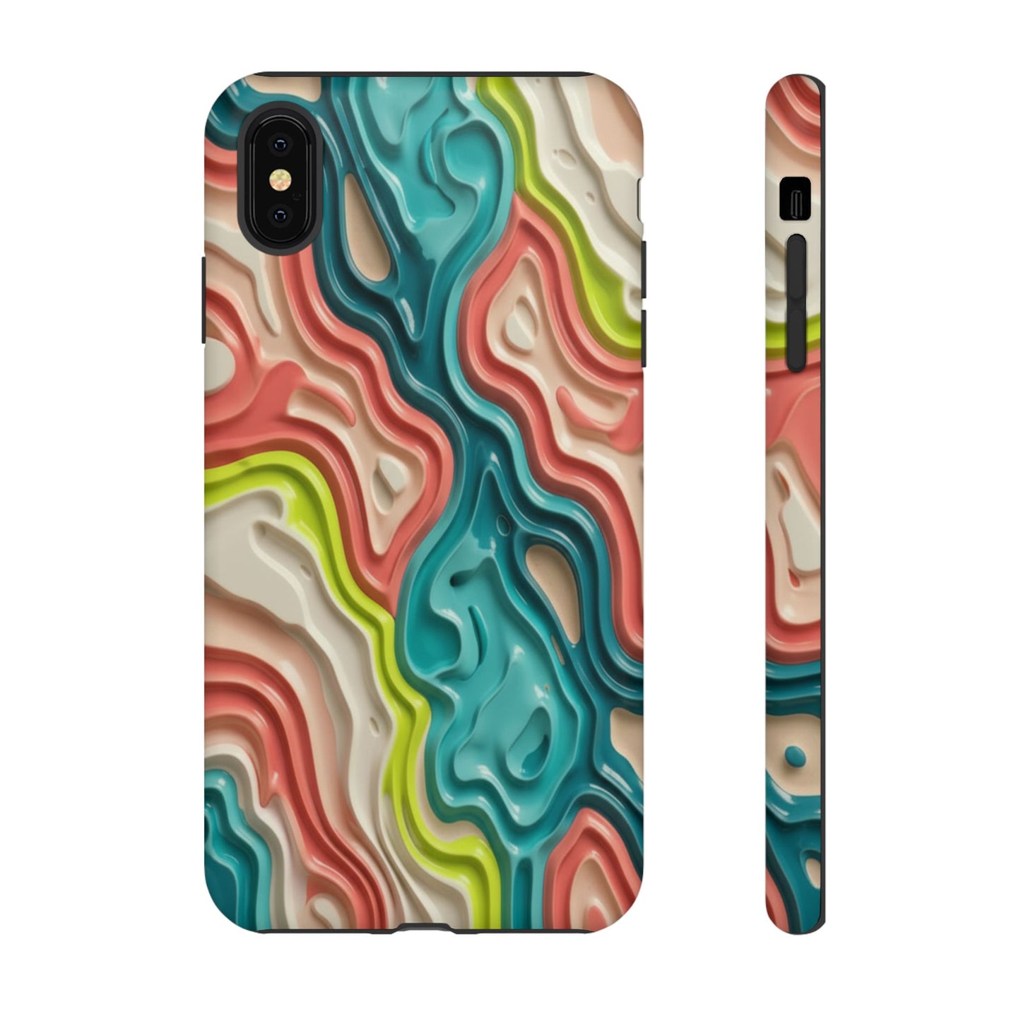 Abstract Contour Phone Case — Colorful Topographic Pattern Tough Case