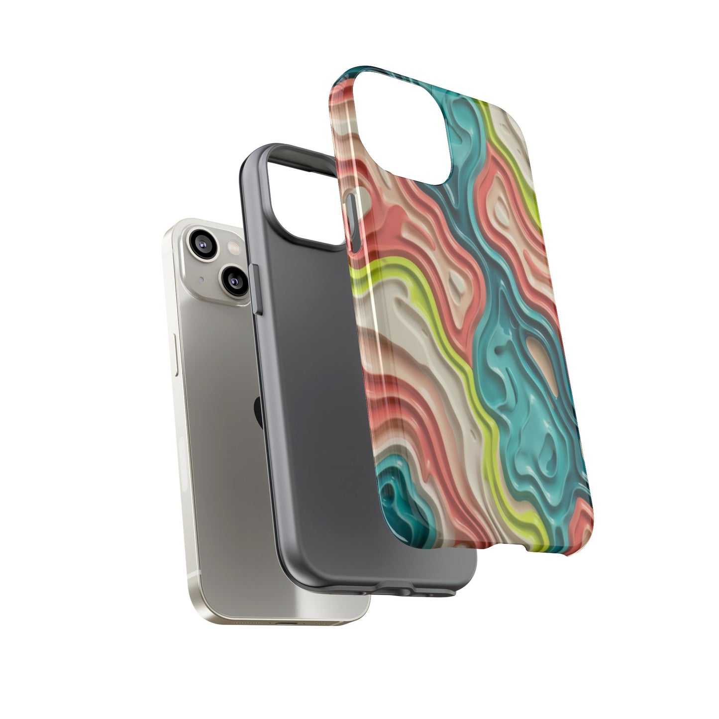 Abstract Contour Phone Case — Colorful Topographic Pattern Tough Case