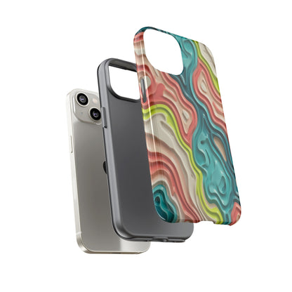 Abstract Contour Phone Case — Colorful Topographic Pattern Tough Case