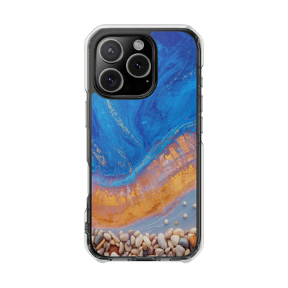 Clear Magnetic Impact Phone Case — Blue Ocean Resin & Pebble Design