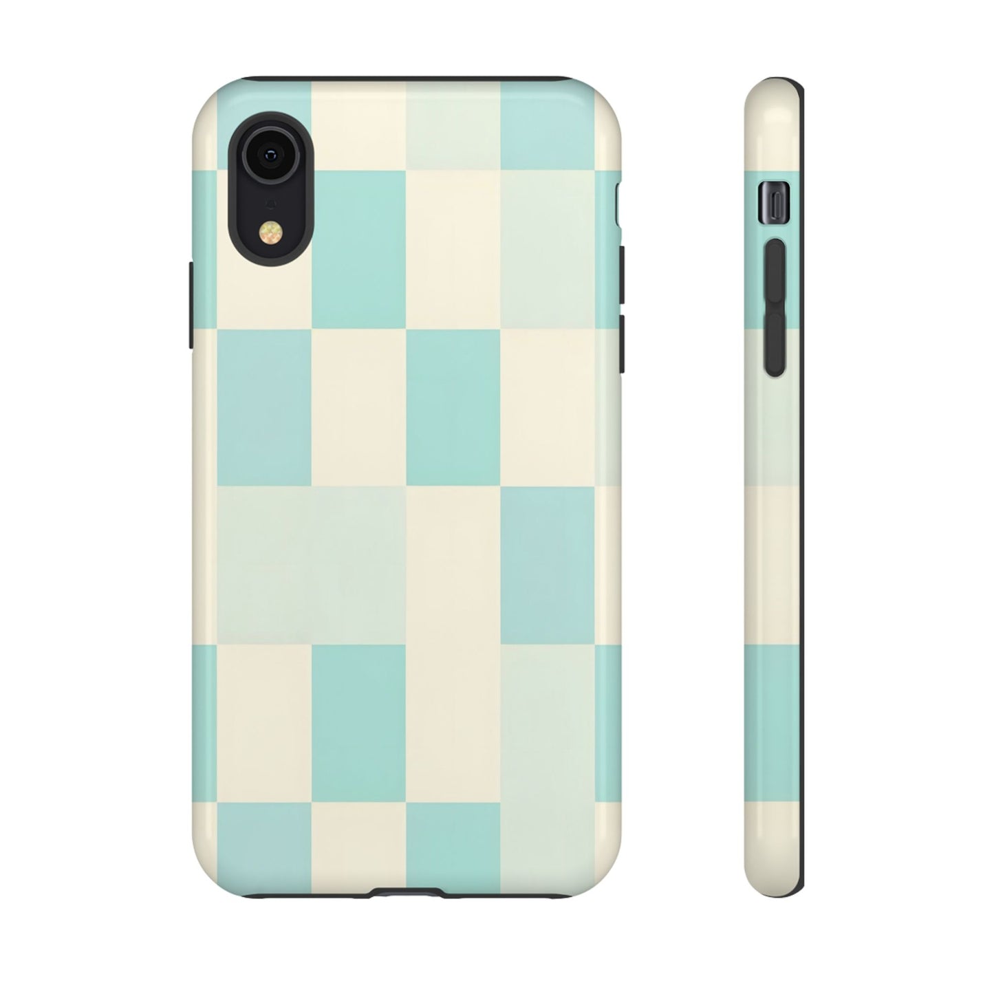 Pastel Checkerboard Tough Case – Mint & Cream Protective Phone Cover