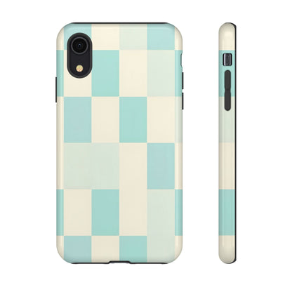 Pastel Checkerboard Tough Case – Mint & Cream Protective Phone Cover
