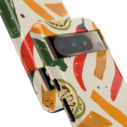 Spicy Peppers Phone Case – Colorful Chili, Lime & Citrus Pattern