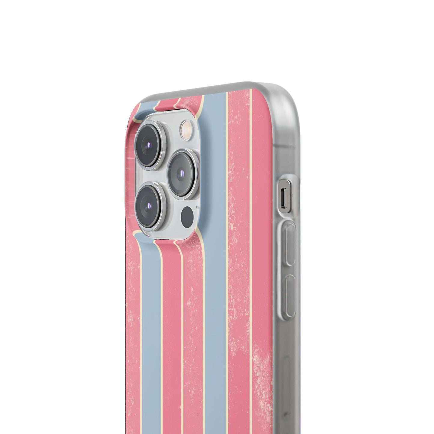 Striped Pink & Blue Phone Case — Retro Pastel Flexi Case