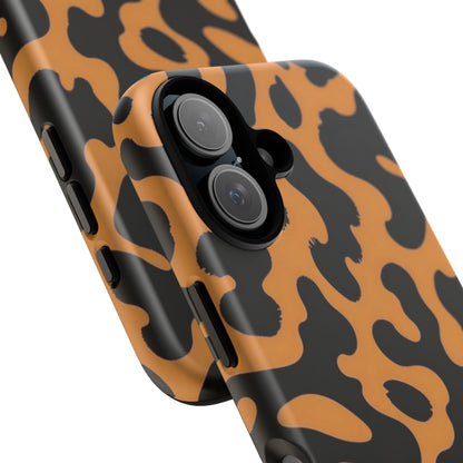 Leopard Print Phone Case — Orange & Black Tough Pattern Protective Cover