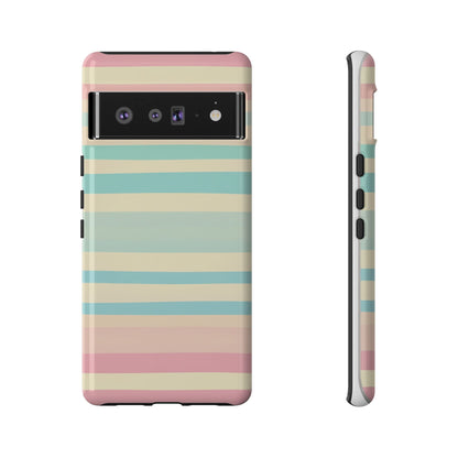 Pastel Striped Tough Phone Case – Protective Retro Rainbow Design