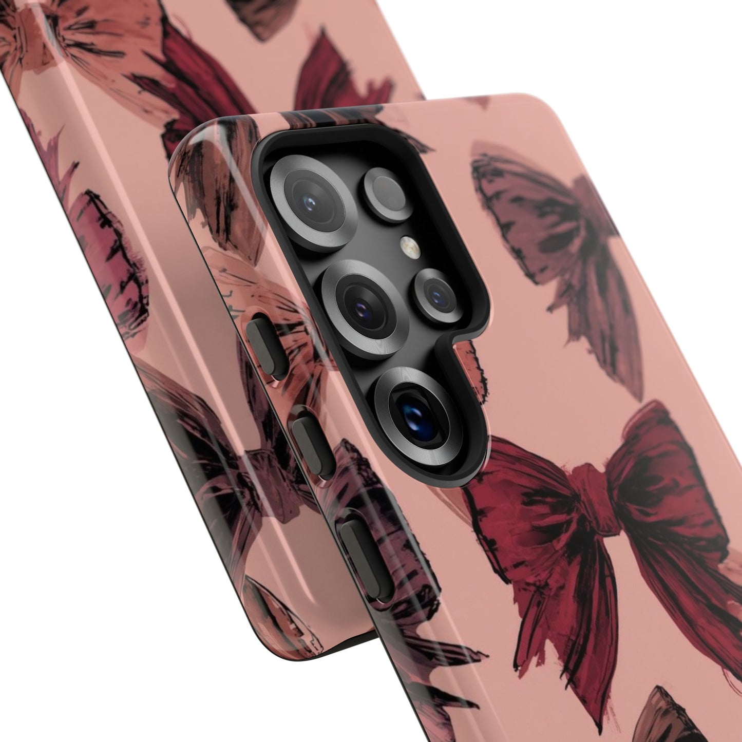 Bow Pattern Tough Phone Case — Pink Watercolor Bows Protective iPhone Cover