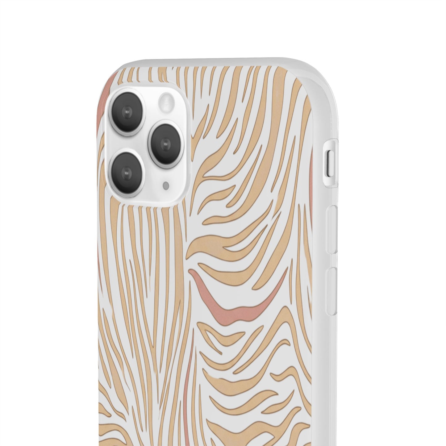 Neutral Zebra Print Flexi Case — Beige & Rose Gold Animal Pattern Phone Cover