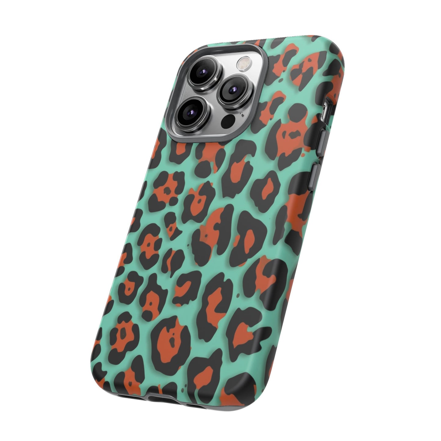 Teal & Rust Leopard Phone Case — Tough Protective Animal Print