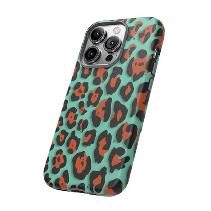 Teal & Rust Leopard Phone Case — Tough Protective Animal Print