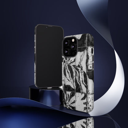 Monochrome Tile Floral Tough Phone Case