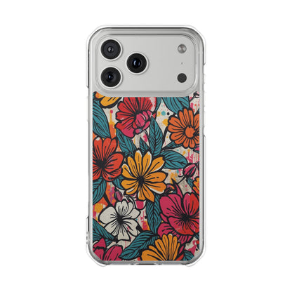 Clear Magnetic Phone Case — Colorful Floral Impact Protection