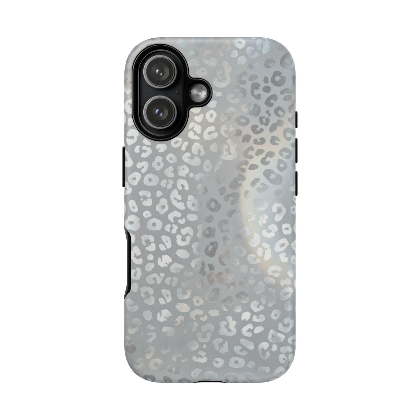 Grey Leopard Print Tough Phone Case — Durable Protective iPhone Cover
