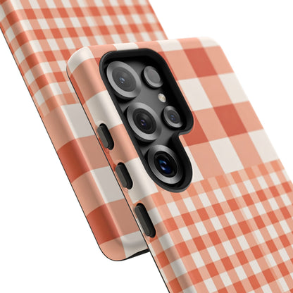 Buffalo Check Tough Phone Case — Orange Gingham Protective Cover