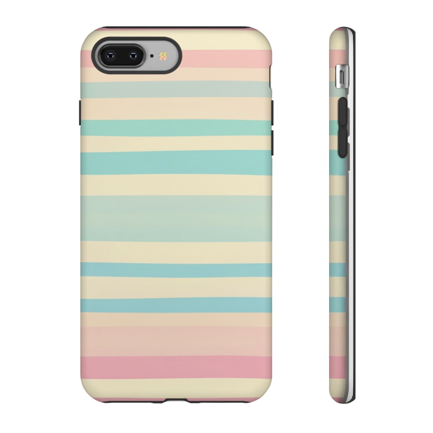 Pastel Striped Tough Phone Case – Protective Retro Rainbow Design