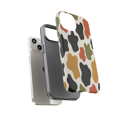 Camouflage Pattern Tough Phone Case – Retro Olive, Rust & Mustard Protective Cover