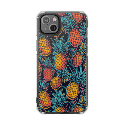 Pineapple Clear Magnetic Impact Phone Case — Tropical Pattern, Protective Clear Cover
