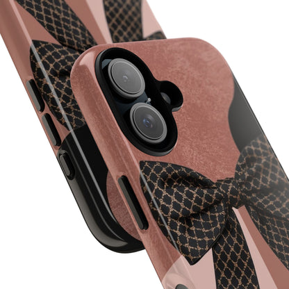 Bow Stripe Tough Phone Case – Pink Mauve Protective Cover