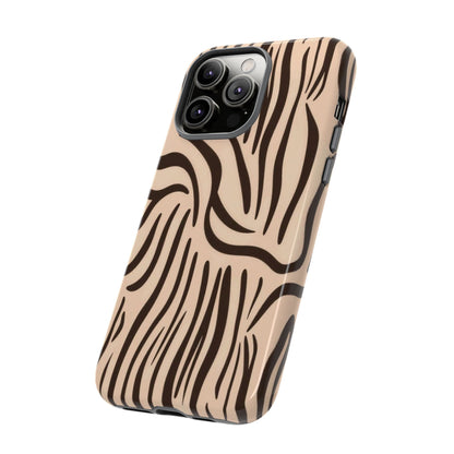 Zebra Stripe Tough Phone Case – Neutral Animal Print Protective Cover