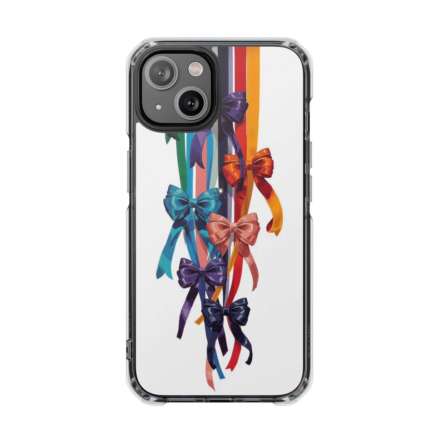 Clear Magnetic Phone Case — Colorful Ribbon Bows Design