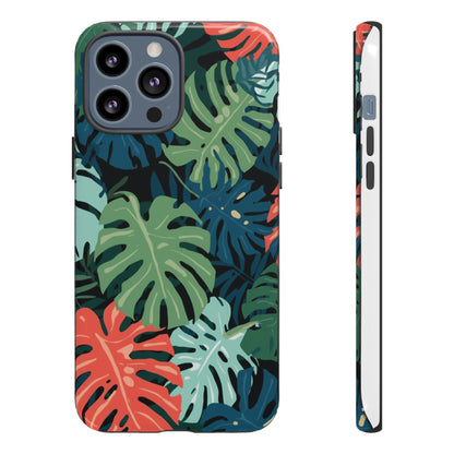 Tropical Monstera Phone Case — Colorful Leaf Protective Tough Case