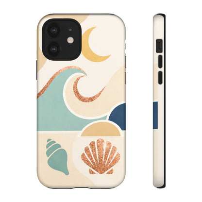 Sea Breeze Tough Phone Case — Retro Waves & Shells Design