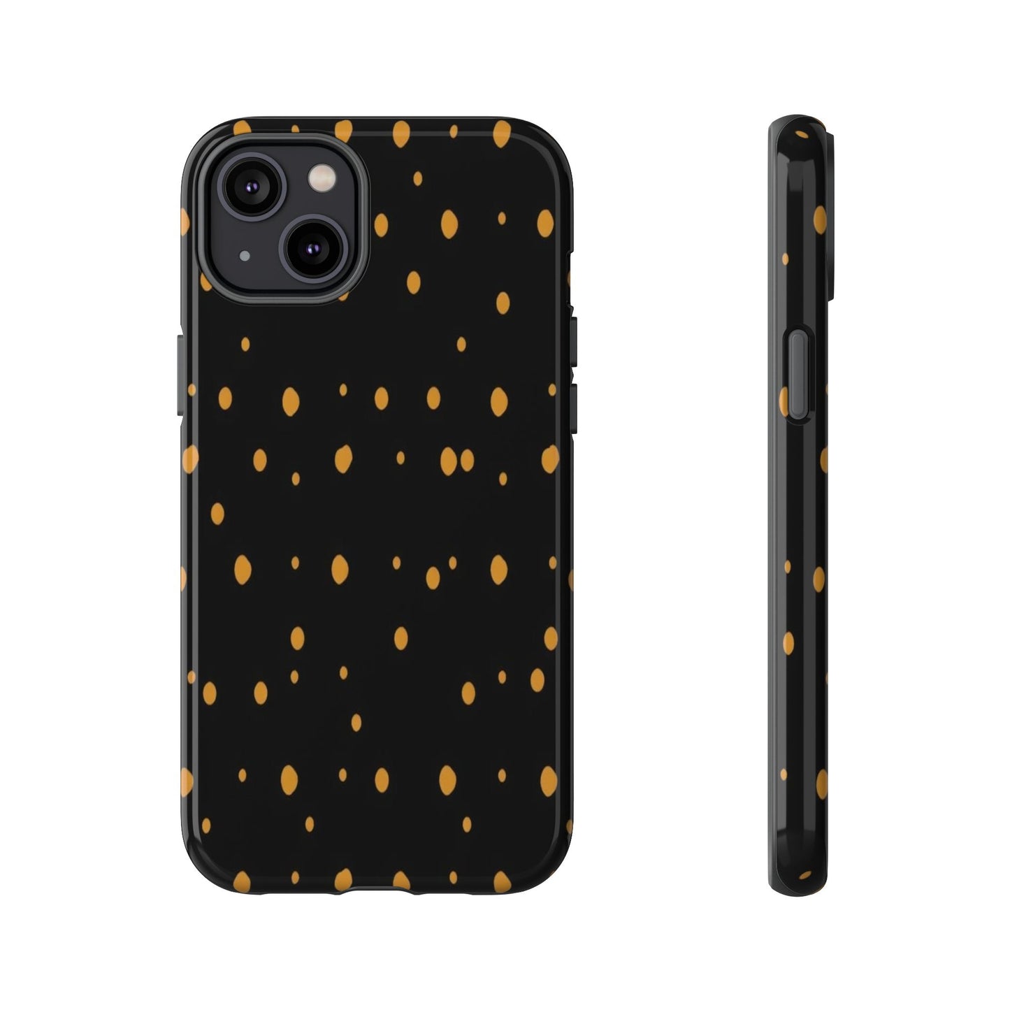 Black & Gold Dot Tough Phone Case — Protective Sparkle Pattern