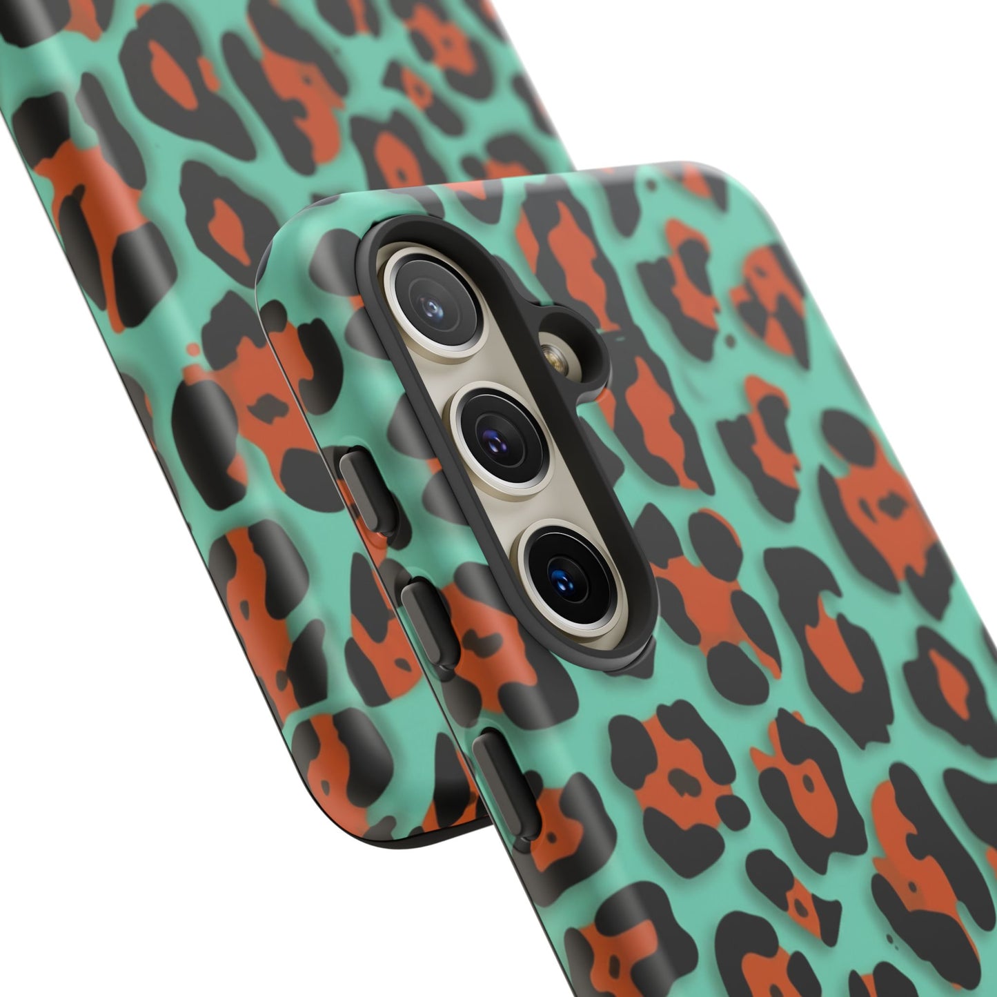 Teal & Rust Leopard Phone Case — Tough Protective Animal Print