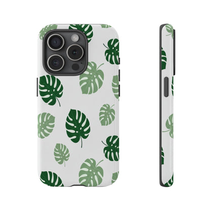Monstera Leaf Phone Case — Tropical Green Pattern Tough Case