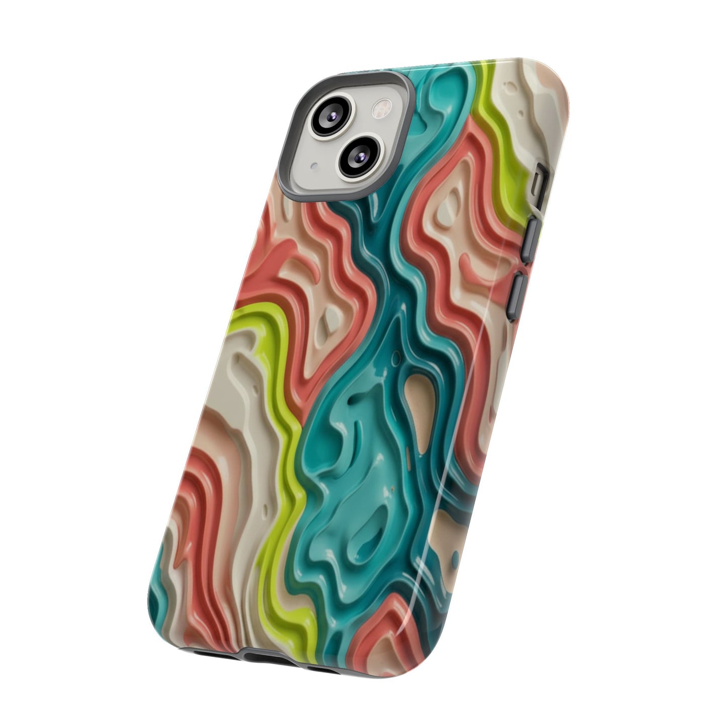 Abstract Contour Phone Case — Colorful Topographic Pattern Tough Case