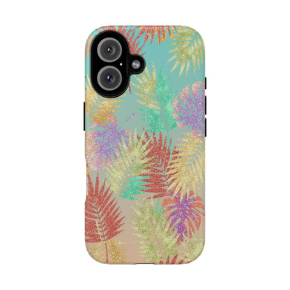 Tropical Palm Leaf Tough Phone Case – Colorful Pastel Botanical Protection