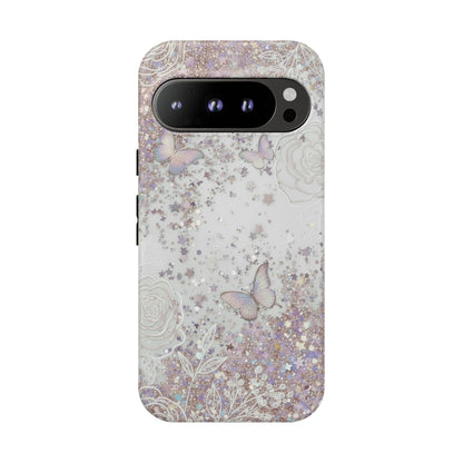 Butterfly Glitter Tough Phone Case — Floral Sparkle Protective Case